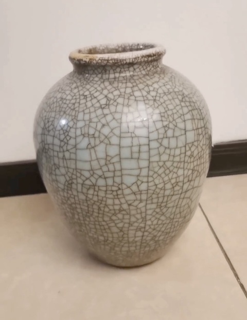 古玩陶瓷雍乾哥釉罐真品鑒賞圖