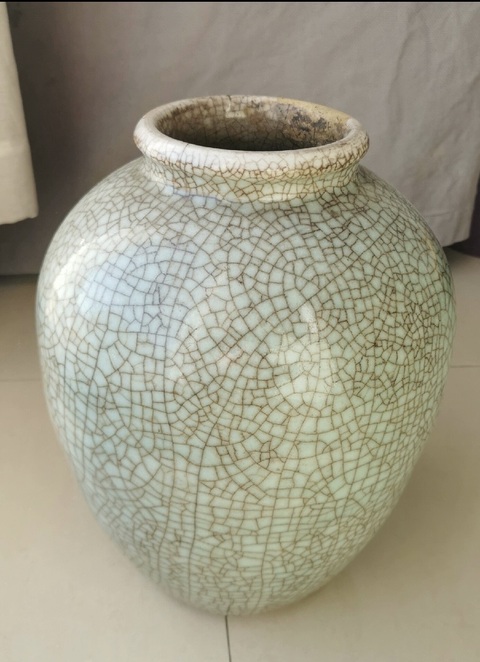 古玩陶瓷雍乾哥釉罐真品鑒賞圖