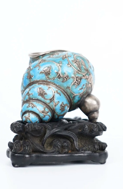古玩銅器掐絲琺瑯海螺真品鑒賞圖