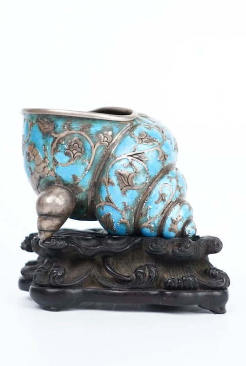 古玩銅器掐絲琺瑯海螺真品鑒賞圖