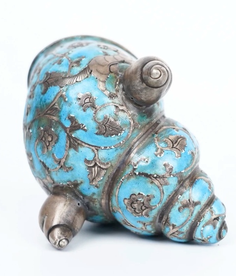 古玩銅器掐絲琺瑯海螺真品鑒賞圖