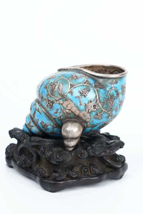 古玩銅器掐絲琺瑯海螺真品鑒賞圖