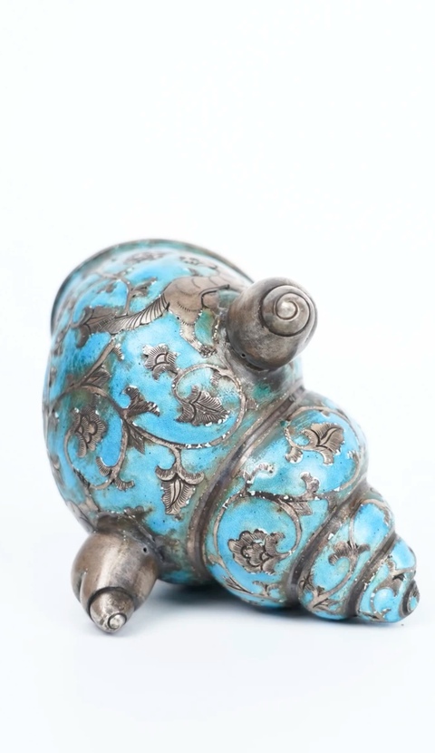 古玩銅器掐絲琺瑯海螺真品鑒賞圖