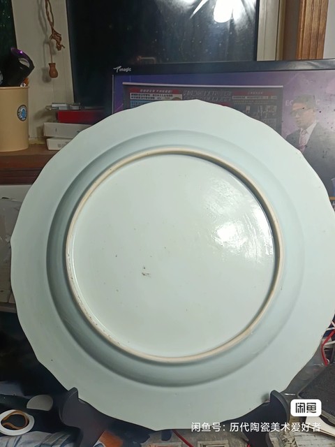 古玩陶瓷梧桐牡丹洞石圖青花盤真品鑒賞圖