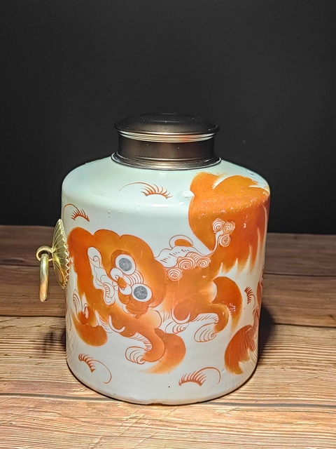 古玩陶瓷礬紅太師少保礬紅壺改罐真品鑒賞圖