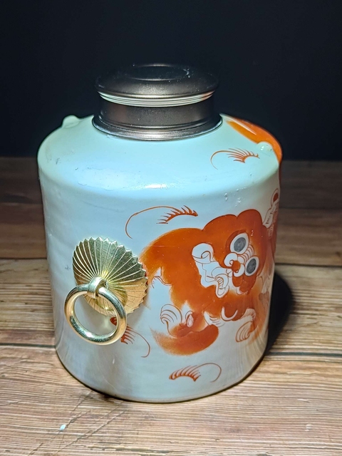 古玩陶瓷礬紅太師少保礬紅壺改罐真品鑒賞圖