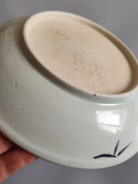 古玩陶瓷清乾隆青花牧童紋盤真品鑒賞圖