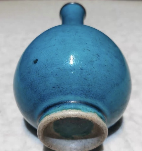 古玩陶瓷乾隆孔雀藍膽瓶真品鑒賞圖