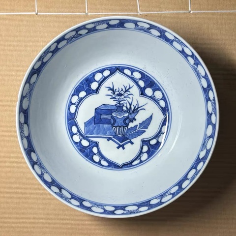 古玩陶瓷青花開光人物故事紋墩式碗真品鑒賞圖