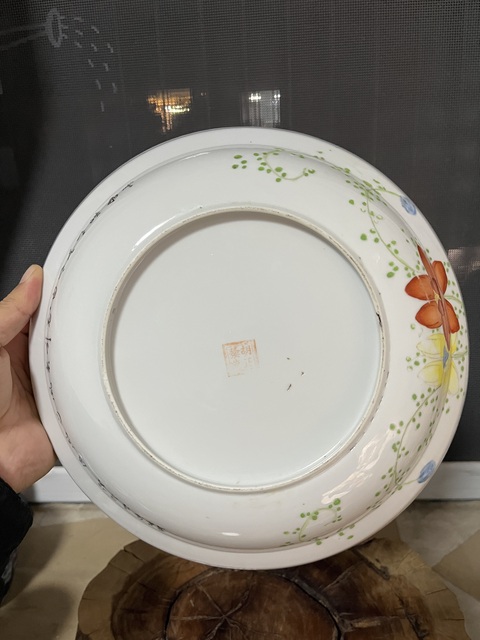 古玩陶瓷民國花卉紋粉彩大蓋盤拍賣，當前價格1288元