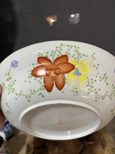 古玩陶瓷民國花卉紋粉彩大蓋盤拍賣，當前價格1288元