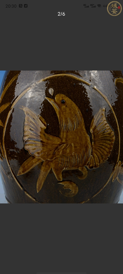 古玩陶瓷晚清醬釉花鳥獅子滾繡球繡鐓拍賣，當前價格588元