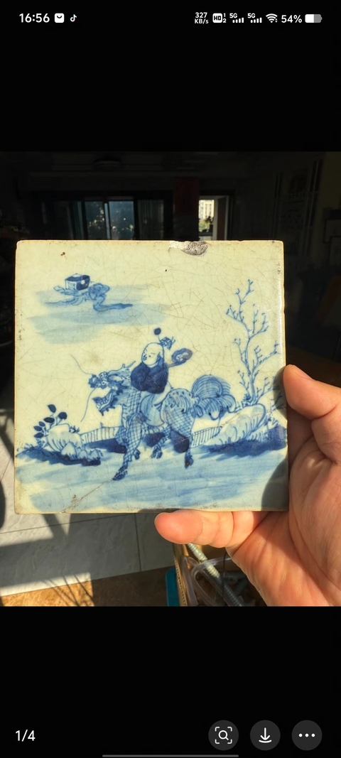 古玩陶瓷乾隆青花瓷板真品鑒賞圖