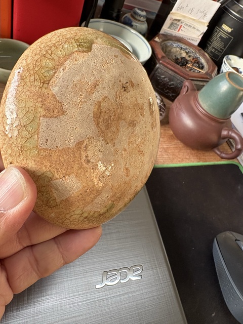 古玩陶瓷洪州窯元寶青釉筆舔真品鑒賞圖