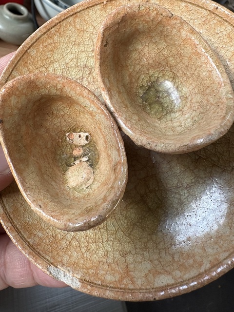 古玩陶瓷洪州窯元寶青釉筆舔真品鑒賞圖