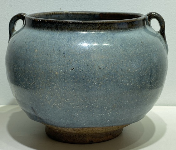 古玩陶瓷元代鈞窯天藍釉雙系罐 （帶實物保真卡）拍賣，當前價格30000元