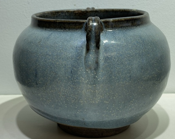 古玩陶瓷元代鈞窯天藍釉雙系罐 （帶實物保真卡）拍賣，當前價格30000元