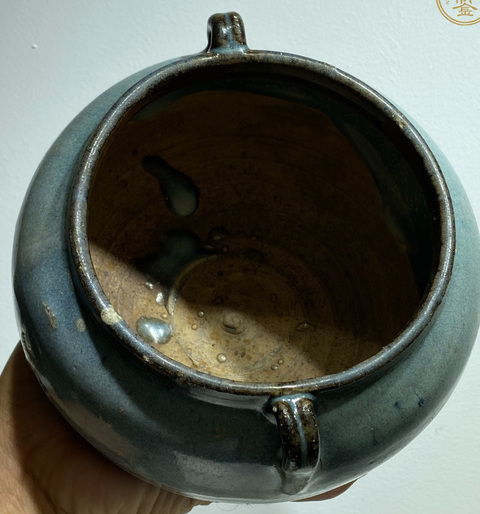 古玩陶瓷元代鈞窯天藍釉雙系罐 （帶實物保真卡）拍賣，當前價格30000元