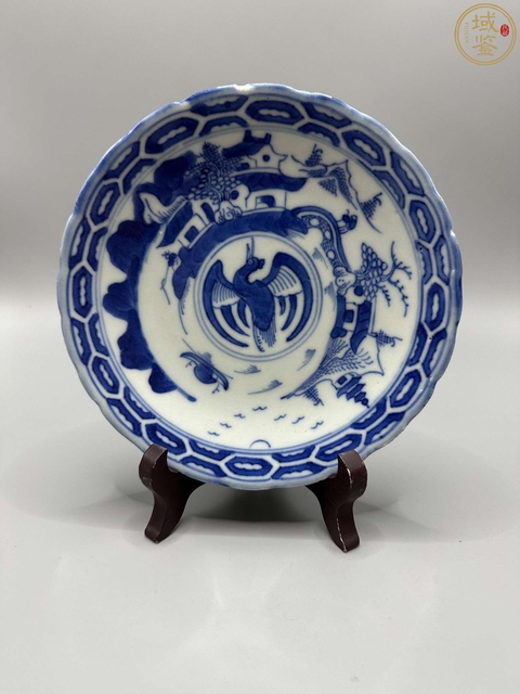 古玩陶瓷乾隆本朝款青花山水樓臺團鶴紋賞盤拍賣，當前價格2980元