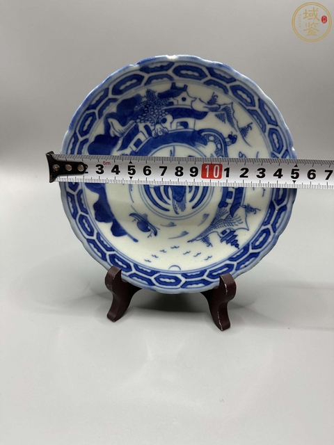 古玩陶瓷乾隆本朝款青花山水樓臺團鶴紋賞盤拍賣，當前價格2980元