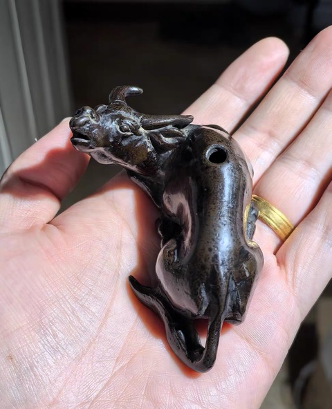 古玩銅器牛型銅硯滴真品鑒賞圖