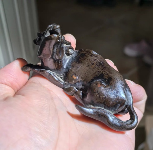 古玩銅器牛型銅硯滴真品鑒賞圖