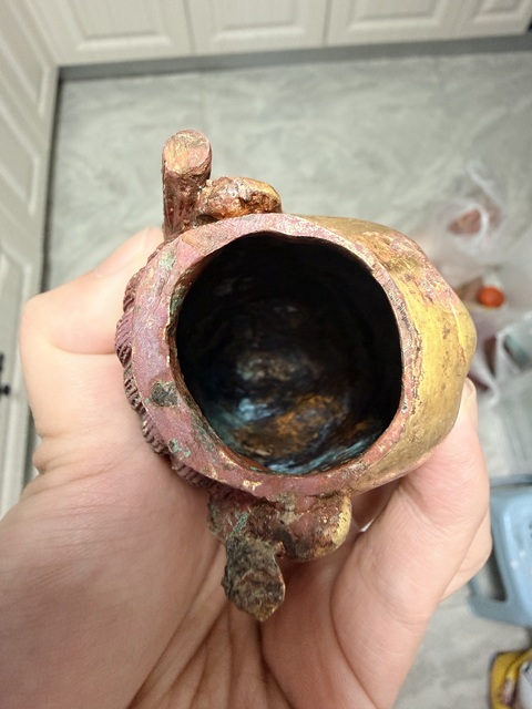 古玩銅器銅鎏金菩薩佛首真品鑒賞圖