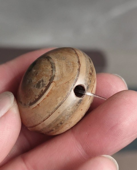 古玩玉器瑪瑙板珠真品鑒賞圖