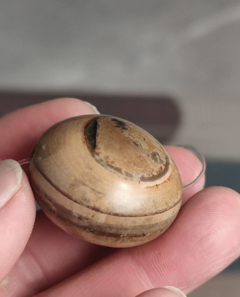 古玩玉器瑪瑙板珠真品鑒賞圖