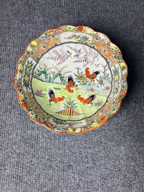 古玩陶瓷粉彩冠上加官花口大碗拍賣，當(dāng)前價(jià)格1388元