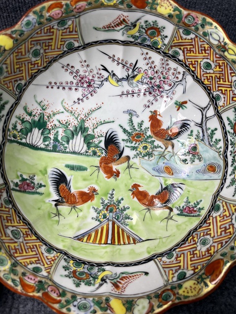 古玩陶瓷粉彩冠上加官花口大碗拍賣，當(dāng)前價(jià)格1388元