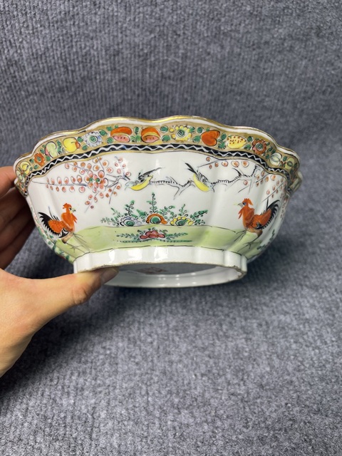 古玩陶瓷粉彩冠上加官花口大碗拍賣，當(dāng)前價(jià)格1388元