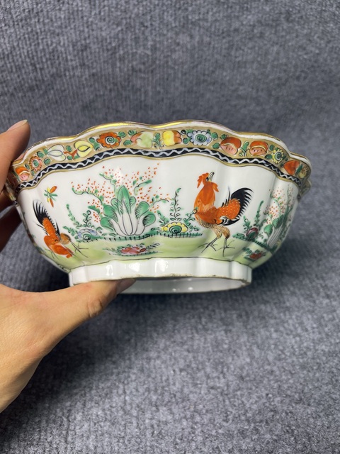 古玩陶瓷粉彩冠上加官花口大碗拍賣，當(dāng)前價(jià)格1388元