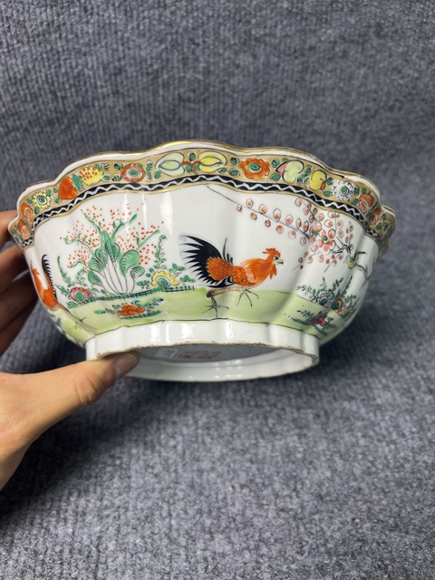 古玩陶瓷粉彩冠上加官花口大碗拍賣，當(dāng)前價(jià)格1388元