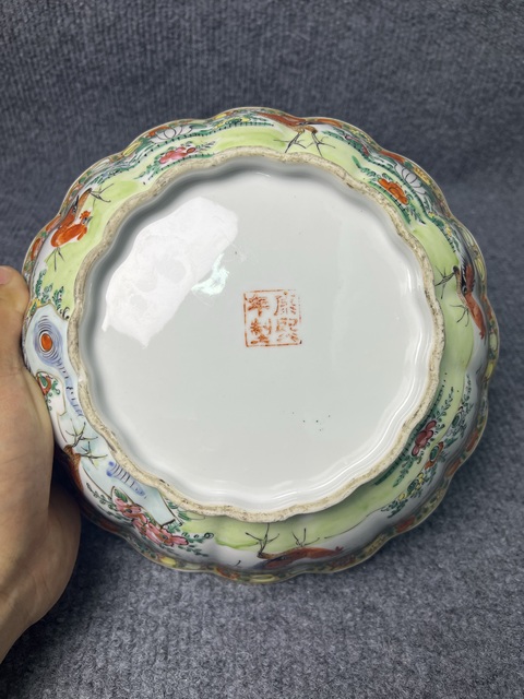 古玩陶瓷粉彩冠上加官花口大碗拍賣，當(dāng)前價(jià)格1388元