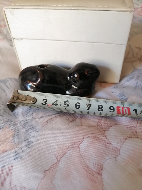 古玩陶瓷民國磁州窯系黑釉動物型水盂真品鑒賞圖