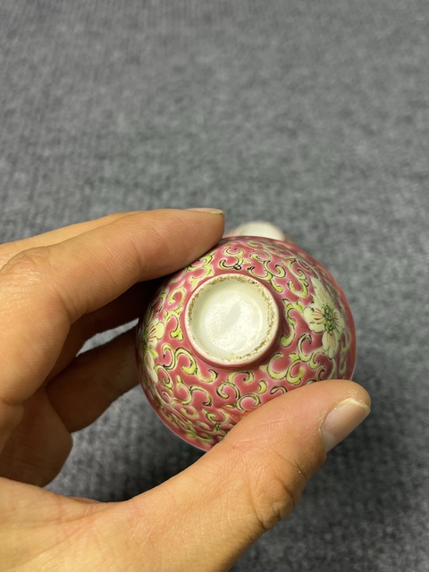 古玩陶瓷粉彩花卉紋杯一對真品鑒賞圖