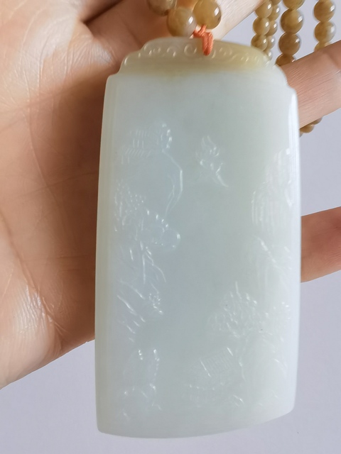 古玩玉器和田玉觀音牌真品鑒賞圖