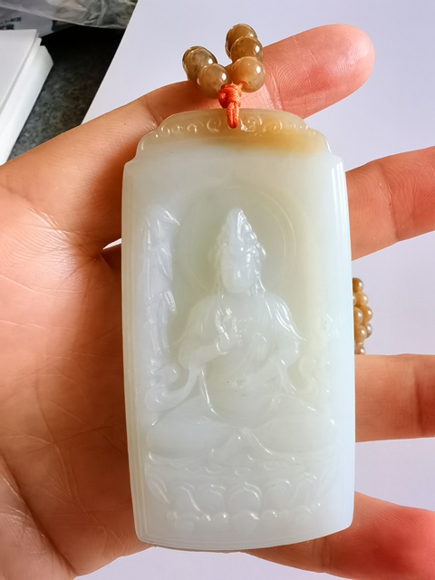 古玩玉器和田玉觀音牌真品鑒賞圖