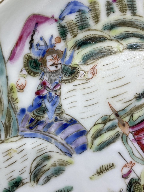 古玩陶瓷粉彩人物故事紋蓋碗真品鑒賞圖