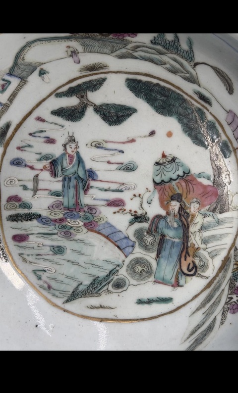 古玩陶瓷清同治-粉彩人物故事紋折沿洗拍賣，當前價格13888元