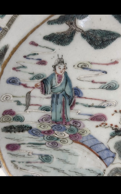 古玩陶瓷清同治-粉彩人物故事紋折沿洗拍賣，當前價格13888元