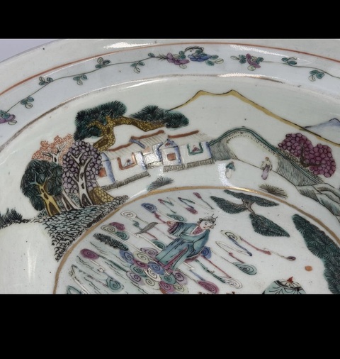 古玩陶瓷清同治-粉彩人物故事紋折沿洗拍賣，當前價格13888元