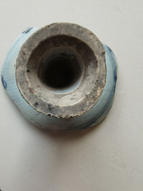 古玩陶瓷明永樂月影梅青花高足杯標本真品鑒賞圖