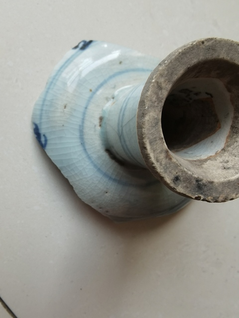 古玩陶瓷明永樂月影梅青花高足杯標本真品鑒賞圖