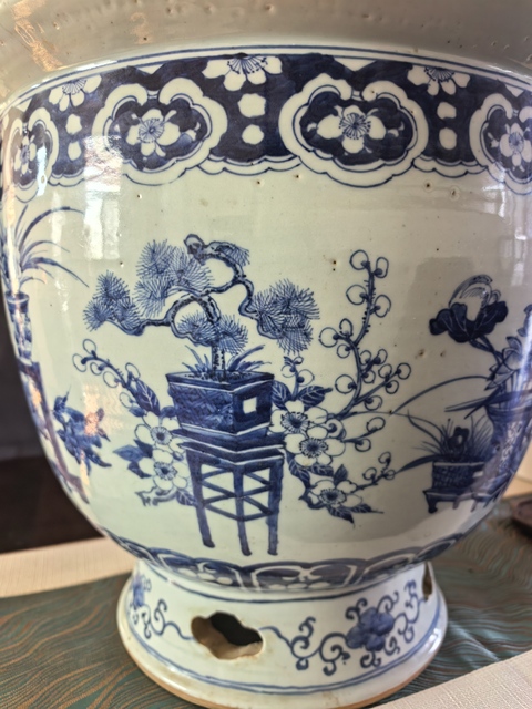 古玩陶瓷豆青青化清供花盆真品鑒賞圖