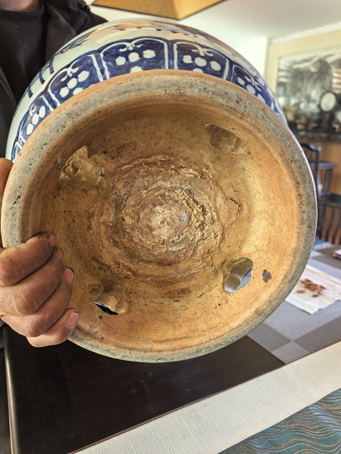 古玩陶瓷豆青青化清供花盆真品鑒賞圖