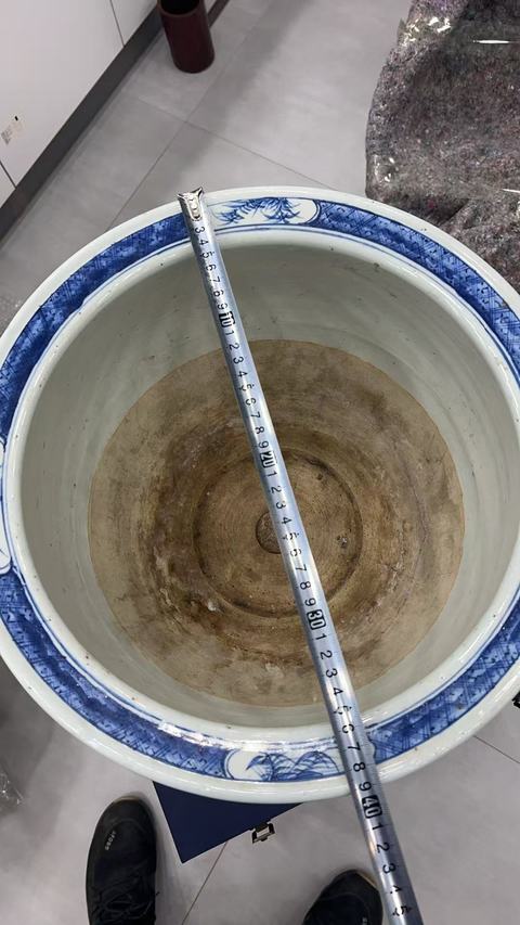 古玩陶瓷豆青青化清供花盆真品鑒賞圖