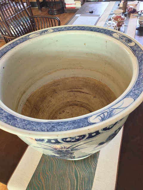 古玩陶瓷豆青青化清供花盆真品鑒賞圖