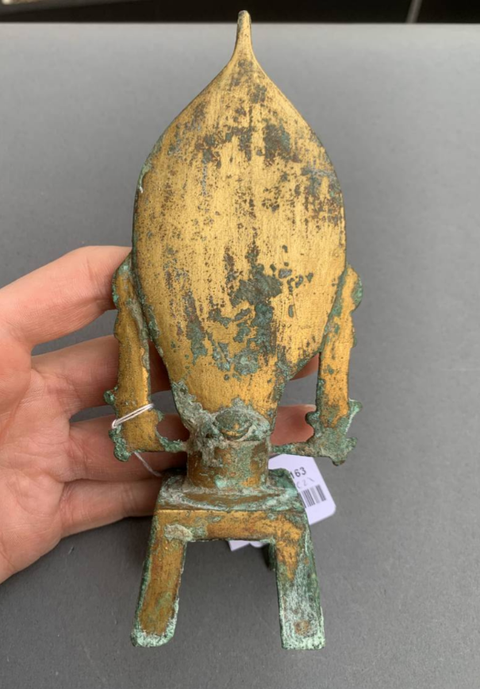 古玩銅器銅鎏金觀音像真品鑒賞圖